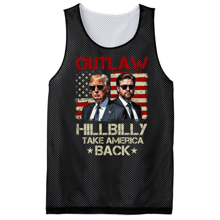 Trump Vance 2024 Outlaw Hillbilly Us Flag Vintage Mesh Reversible Basketball Jersey Tank