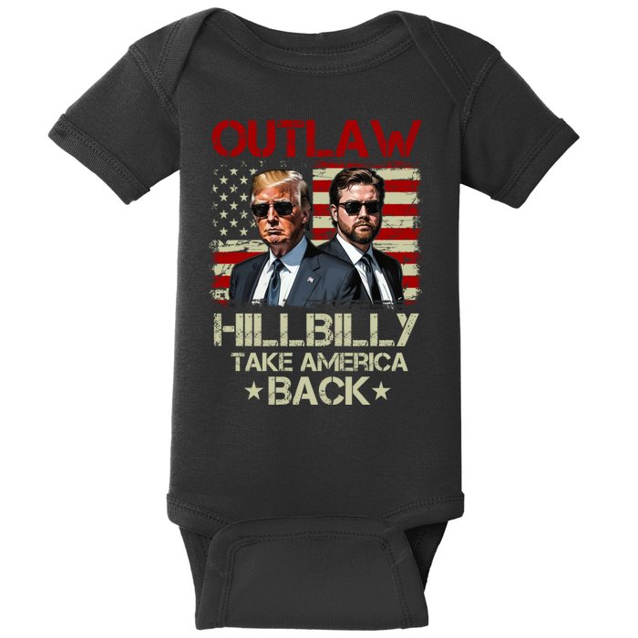 Trump Vance 2024 Outlaw Hillbilly Us Flag Vintage Baby Bodysuit