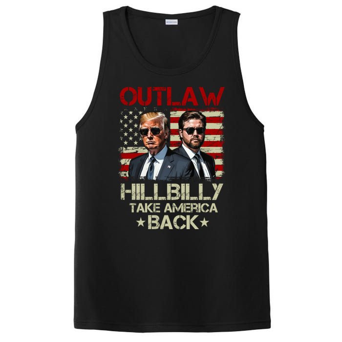 Trump Vance 2024 Outlaw Hillbilly Us Flag Vintage PosiCharge Competitor Tank