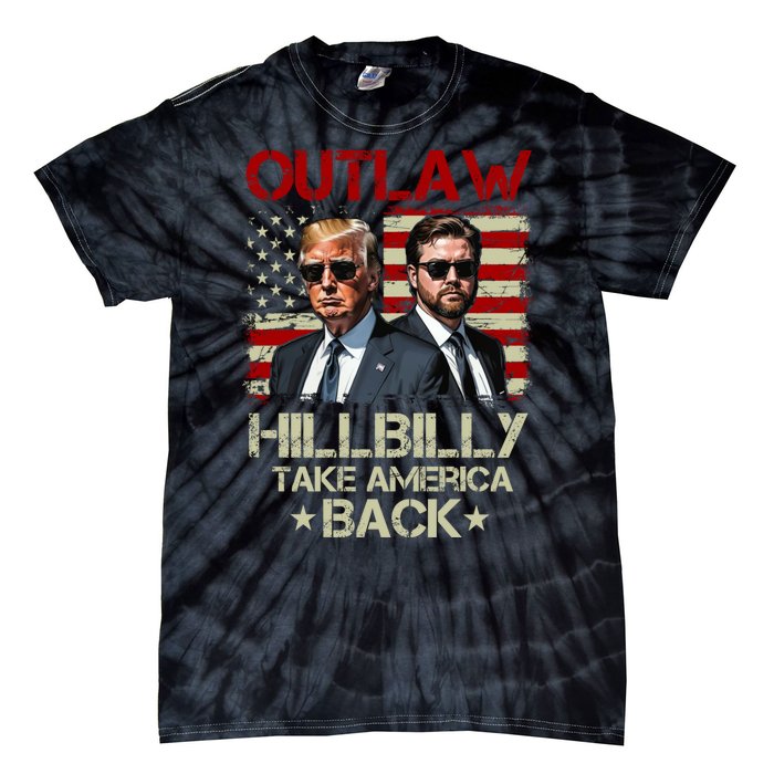 Trump Vance 2024 Outlaw Hillbilly Us Flag Vintage Tie-Dye T-Shirt