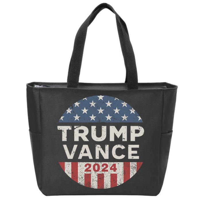 Trump Vance 2024 Vintage Button Usa Zip Tote Bag