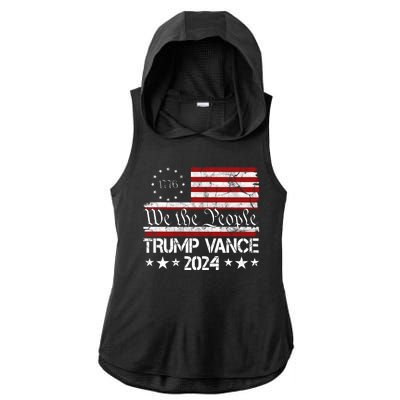 Trump Vance 2024 President Trump Usa Flag Election Ladies PosiCharge Tri-Blend Wicking Draft Hoodie Tank