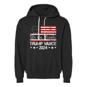 Trump Vance 2024 President Trump Usa Flag Election Garment-Dyed Fleece Hoodie