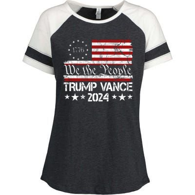 Trump Vance 2024 President Trump Usa Flag Election Enza Ladies Jersey Colorblock Tee