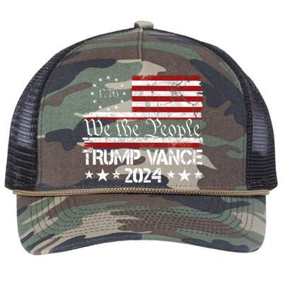 Trump Vance 2024 President Trump Usa Flag Election Retro Rope Trucker Hat Cap