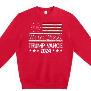 Trump Vance 2024 President Trump Usa Flag Election Premium Crewneck Sweatshirt