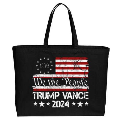 Trump Vance 2024 President Trump Usa Flag Election Cotton Canvas Jumbo Tote