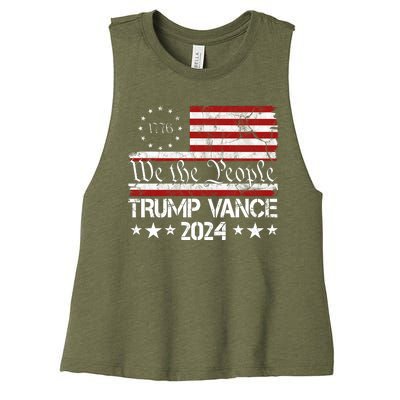 Trump Vance 2024 President Trump Usa Flag Election Women's Racerback Cropped Tank