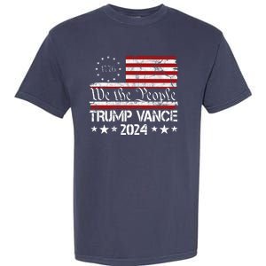 Trump Vance 2024 President Trump Usa Flag Election Garment-Dyed Heavyweight T-Shirt