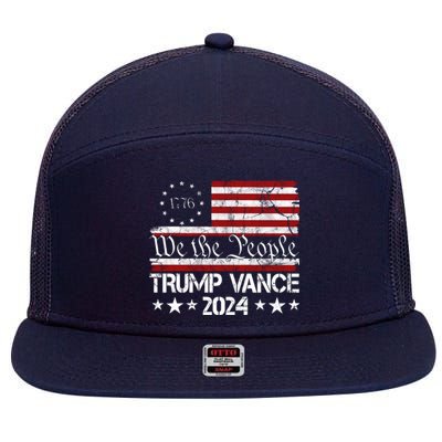 Trump Vance 2024 President Trump Usa Flag Election 7 Panel Mesh Trucker Snapback Hat