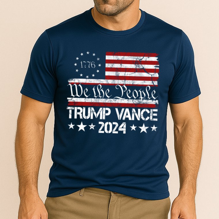 Trump Vance 2024 President Trump Usa Flag Election Cooling Performance Crew T-Shirt