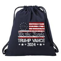 Trump Vance 2024 President Trump Usa Flag Election Drawstring Bag