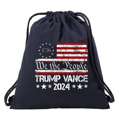 Trump Vance 2024 President Trump Usa Flag Election Drawstring Bag