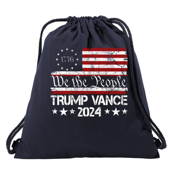 Trump Vance 2024 President Trump Usa Flag Election Drawstring Bag