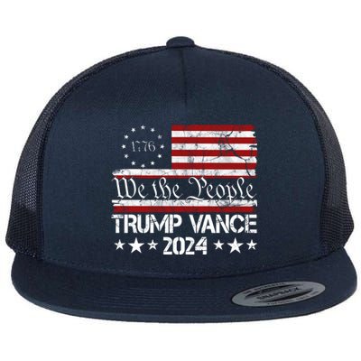 Trump Vance 2024 President Trump Usa Flag Election Flat Bill Trucker Hat