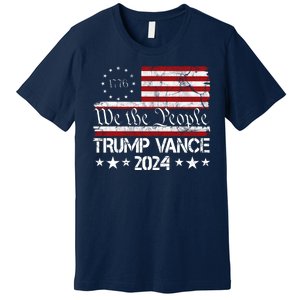 Trump Vance 2024 President Trump Usa Flag Election Premium T-Shirt