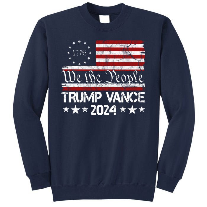 Trump Vance 2024 President Trump Usa Flag Election Tall Sweatshirt