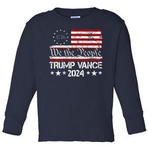 Trump Vance 2024 President Trump Usa Flag Election Toddler Long Sleeve Shirt