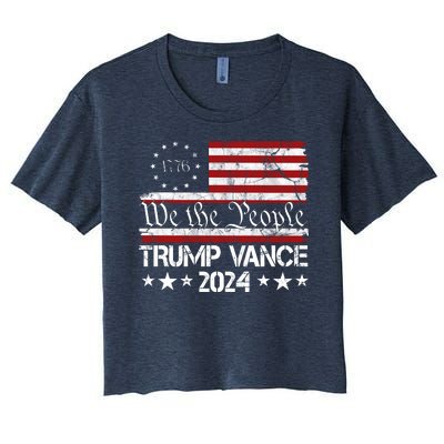 Trump Vance 2024 President Trump Usa Flag Election Women's Crop Top Tee