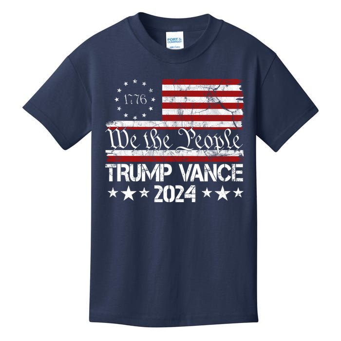 Trump Vance 2024 President Trump Usa Flag Election Kids T-Shirt