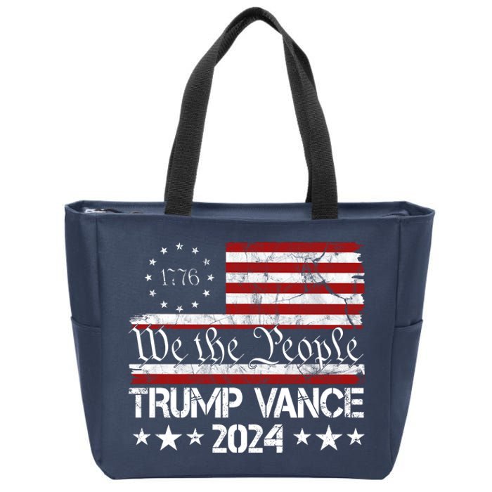 Trump Vance 2024 President Trump Usa Flag Election Zip Tote Bag