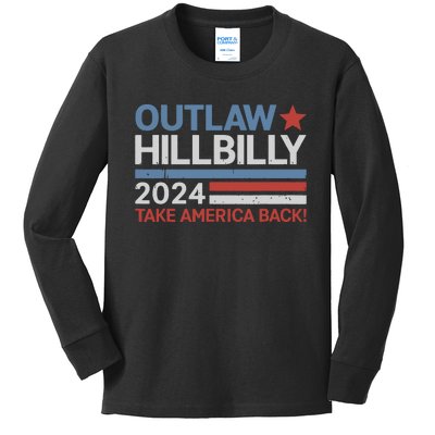 Trump Vance 2024 Donald Trump Jd Vance Outlaw Hillbilly Kids Long Sleeve Shirt