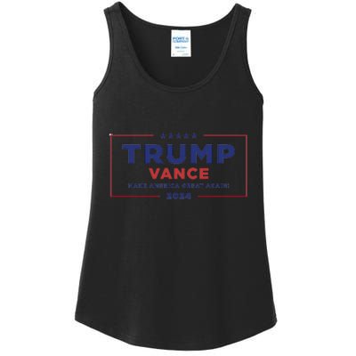 Trump Vance 2024 Star American Flag Front And Back Design Ladies Essential Tank