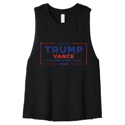 Trump Vance 2024 Star American Flag Front And Back Design Women's Racerback Cropped Tank