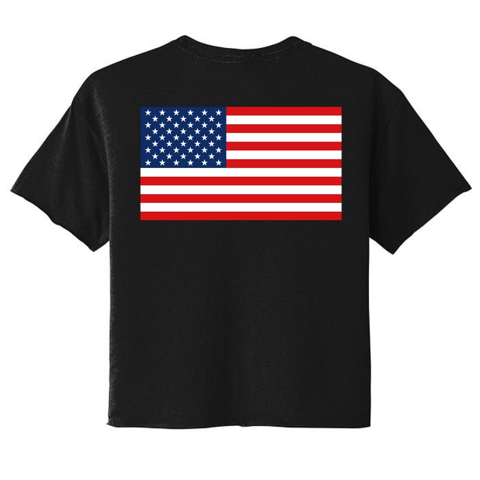 Trump Vance 2024 Star American Flag Front And Back Design Women's Crop Top Tee