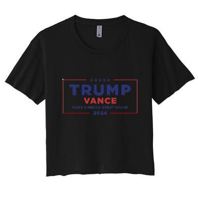 Trump Vance 2024 Star American Flag Front And Back Design Women's Crop Top Tee