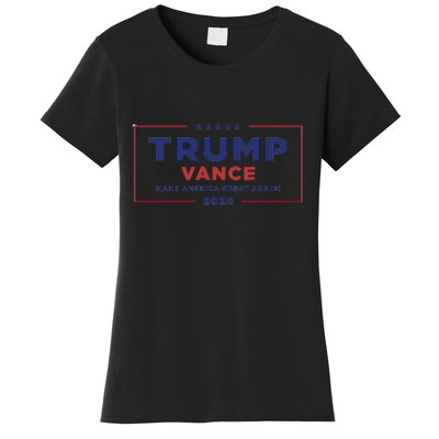 Trump Vance 2024 Star American Flag Front And Back Design Women's T-Shirt