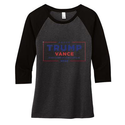 Trump Vance 2024 Star American Flag Front And Back Design Women's Tri-Blend 3/4-Sleeve Raglan Shirt