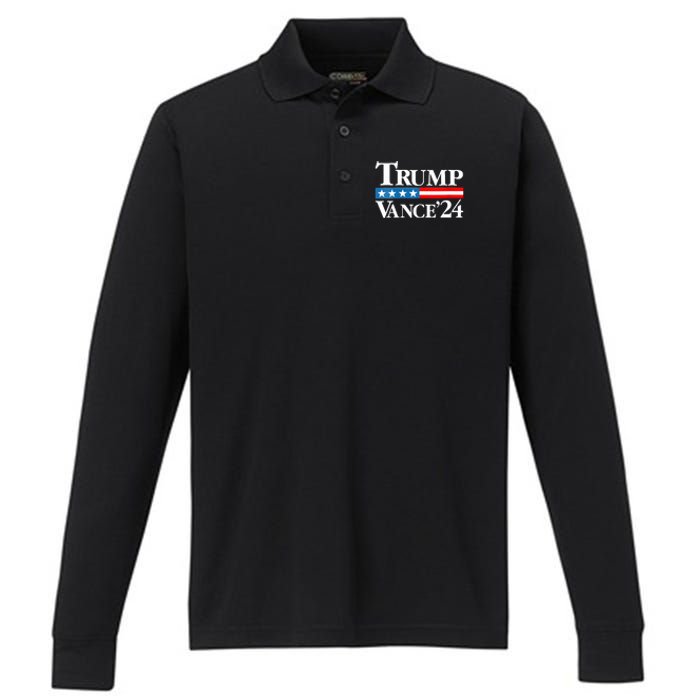 Trump Vance 2024 For President Vp Usa Election Patriotic Performance Long Sleeve Polo