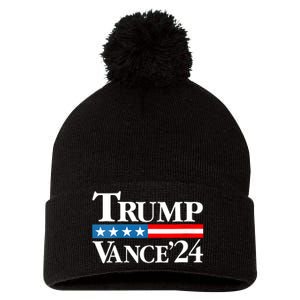 Trump Vance 2024 For President Vp Usa Election Patriotic Pom Pom 12in Knit Beanie