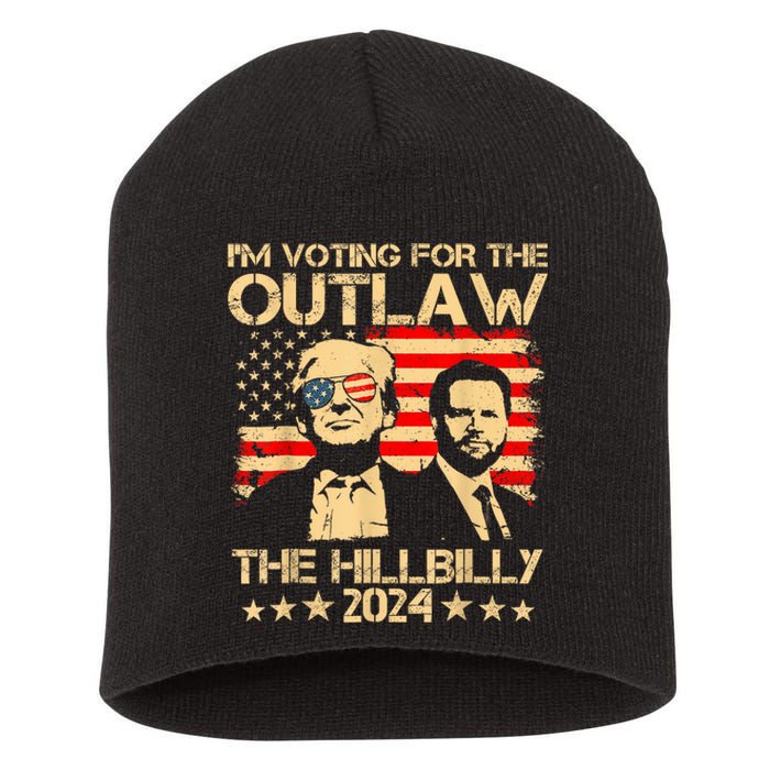 Trump Vance 2024 Outlaw Hillbilly Vintage Usa Flag Short Acrylic Beanie