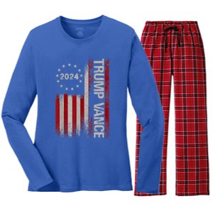 Trump Vance 2024 President Trump Supporter Reelection Gift Women's Long Sleeve Flannel Pajama Set 