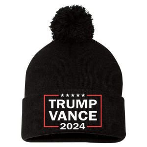 Trump Vance 2024 For President Vp Usa Election Patriotic Pom Pom 12in Knit Beanie