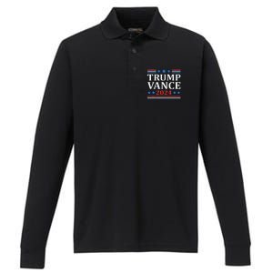 Trump Vance 2024 For President Vp Usa Election Patriotic Performance Long Sleeve Polo