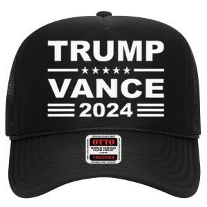 Trump Vance 2024 For President Vp Usa Election Patriotic High Crown Mesh Back Trucker Hat