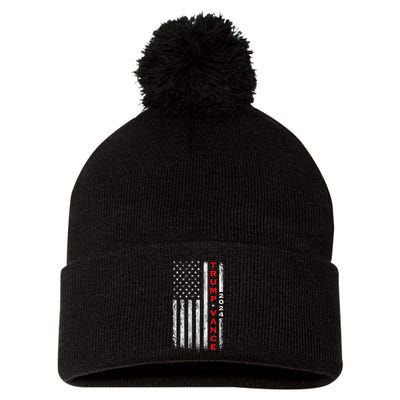 Trump Vance 2024 Vintage Subdued Vertical Flag Pom Pom 12in Knit Beanie