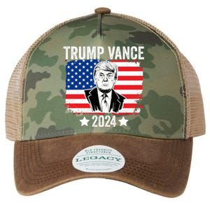 Trump Vance 2024 Retro Featuring Trump And Jd Vance Donald Trump 2024 Legacy Tie Dye Trucker Hat