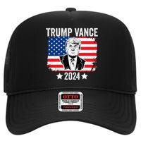 Trump Vance 2024 Retro Featuring Trump And Jd Vance Donald Trump 2024 High Crown Mesh Back Trucker Hat