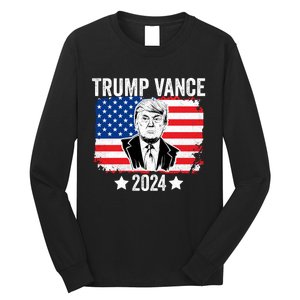 Trump Vance 2024 Retro Featuring Trump And Jd Vance Donald Trump 2024 Long Sleeve Shirt