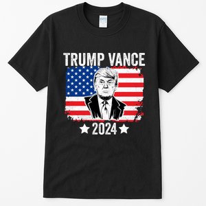 Trump Vance 2024 Retro Featuring Trump And Jd Vance Donald Trump 2024 Tall T-Shirt