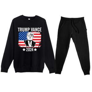 Trump Vance 2024 Retro Featuring Trump And Jd Vance Donald Trump 2024 Premium Crewneck Sweatsuit Set