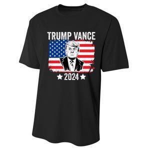 Trump Vance 2024 Retro Featuring Trump And Jd Vance Donald Trump 2024 Performance Sprint T-Shirt