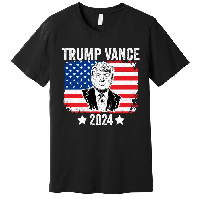 Trump Vance 2024 Retro Featuring Trump And Jd Vance Donald Trump 2024 Premium T-Shirt