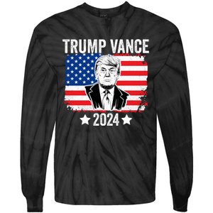 Trump Vance 2024 Retro Featuring Trump And Jd Vance Donald Trump 2024 Tie-Dye Long Sleeve Shirt