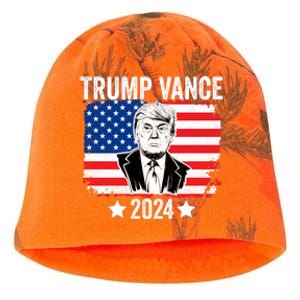 Trump Vance 2024 Retro Featuring Trump And Jd Vance Donald Trump 2024 Kati - Camo Knit Beanie