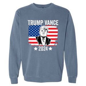 Trump Vance 2024 Retro Featuring Trump And Jd Vance Donald Trump 2024 Garment-Dyed Sweatshirt